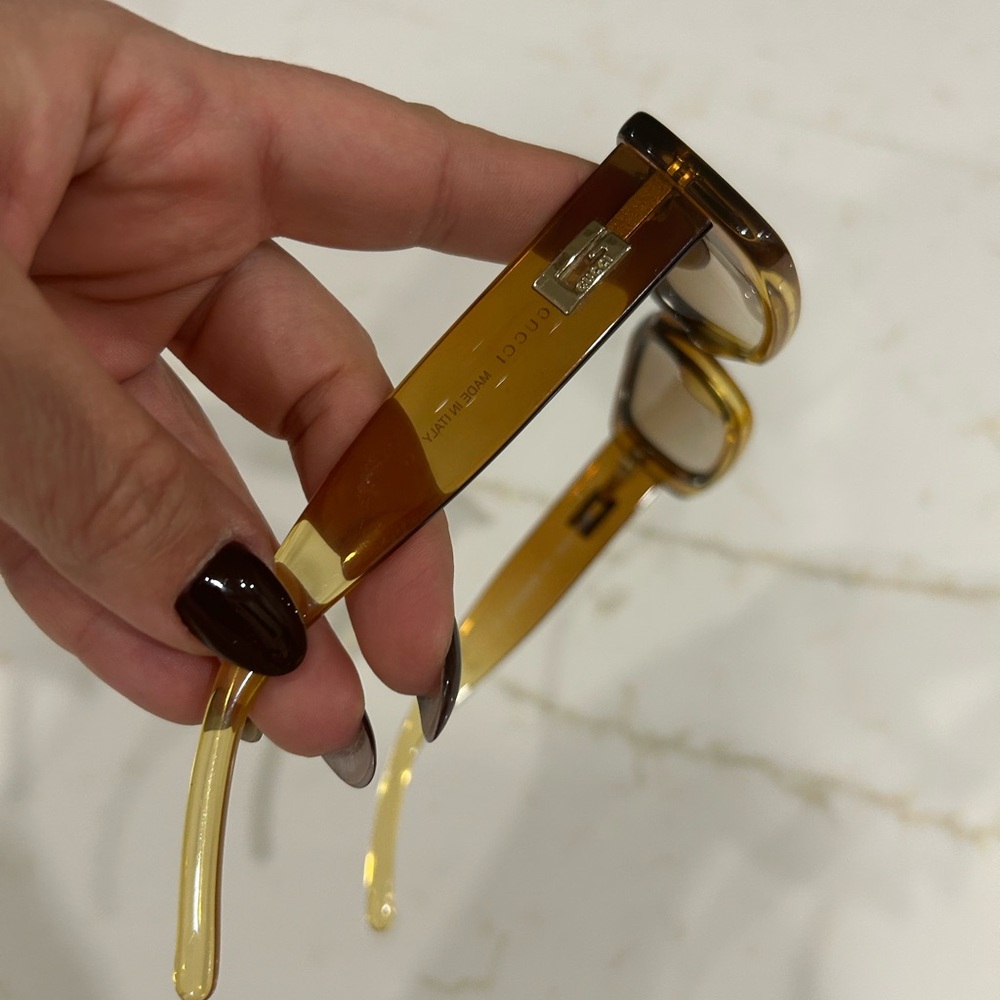 Vintage Gucci Amber-Brown Rectangular Women’s Sun… - image 3